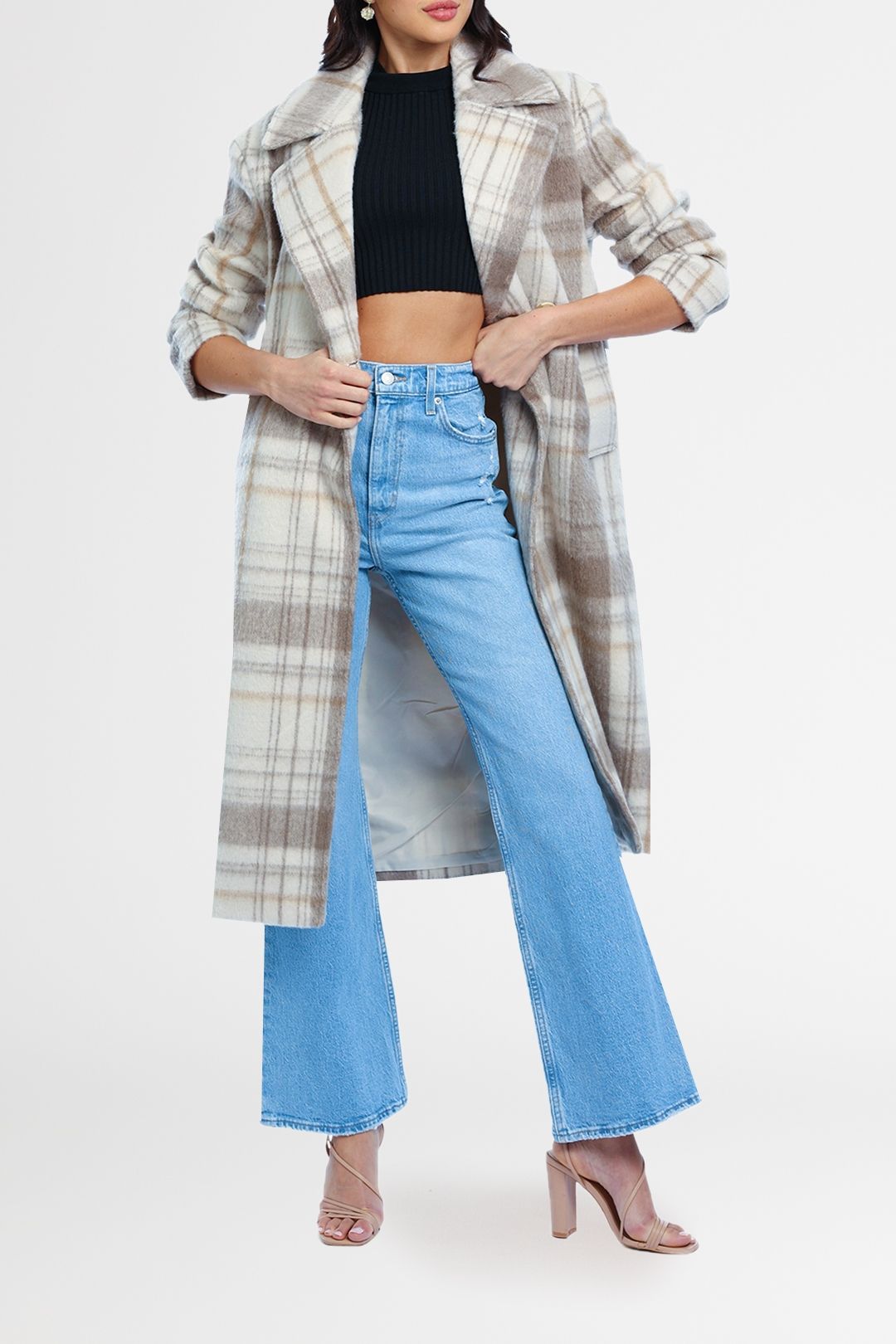 Esmaeé Empire Coat Natural Check plaid
