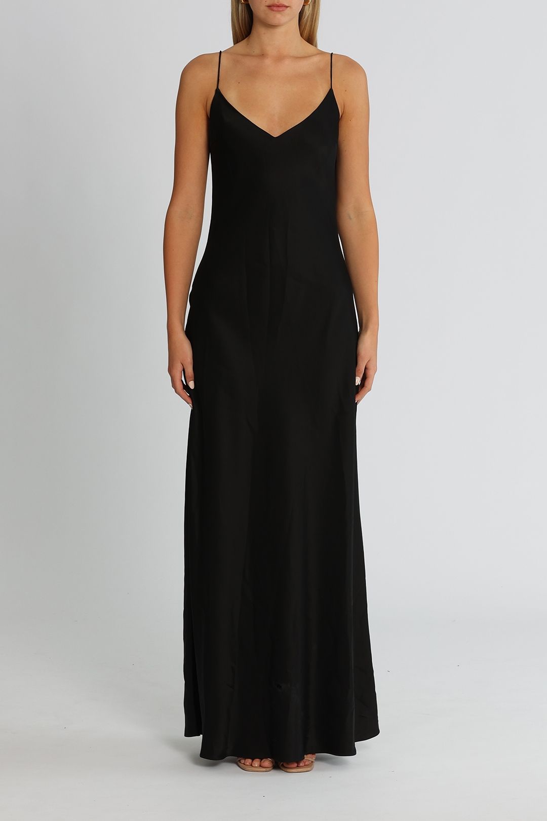 Esse Bias Maxi Slip Dress Black