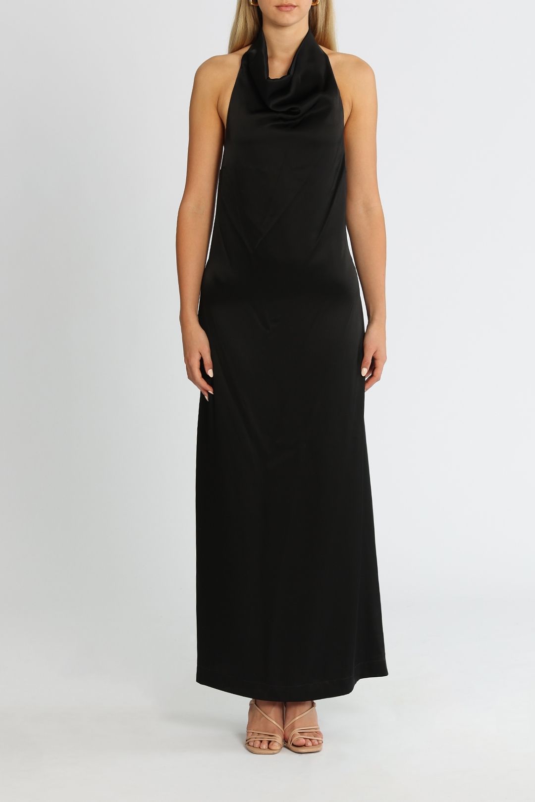 Esse Folded Halter Midi Dress Black