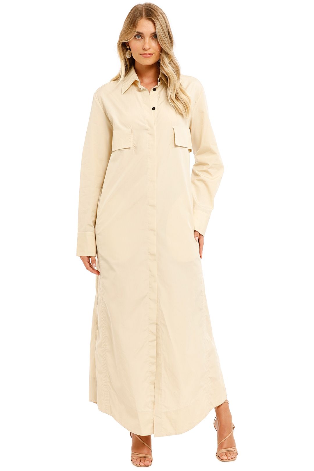 Esse Layered Shirt Dress Putty Long Sleeve