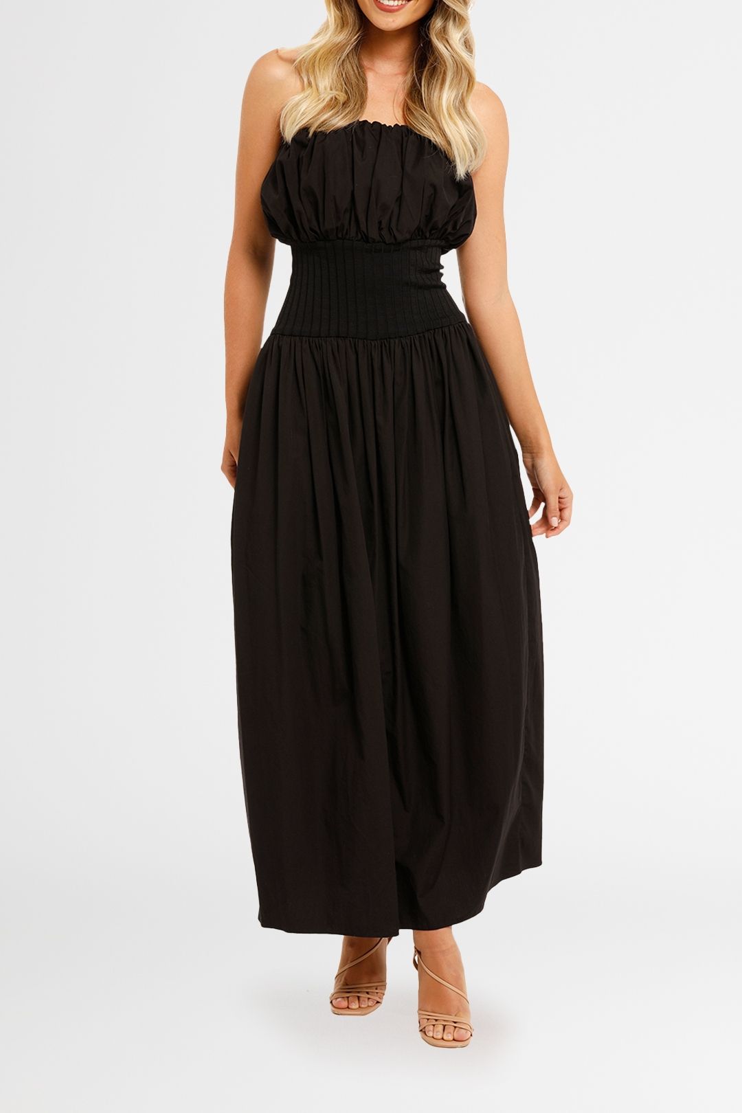 Esse Strapless Cotton Rib Dress Black