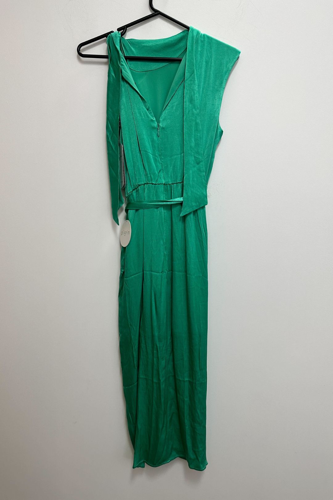 Estafania Asymmetric Midi Dress in Green