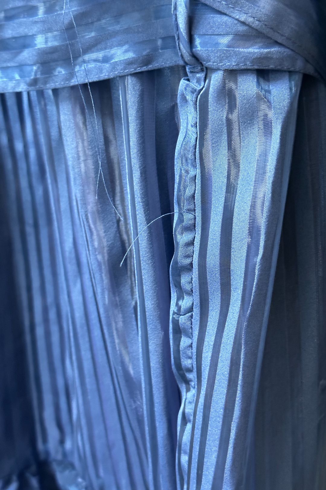 Sunny Girl Eve Stripe Tie Midi Dress in Blue
