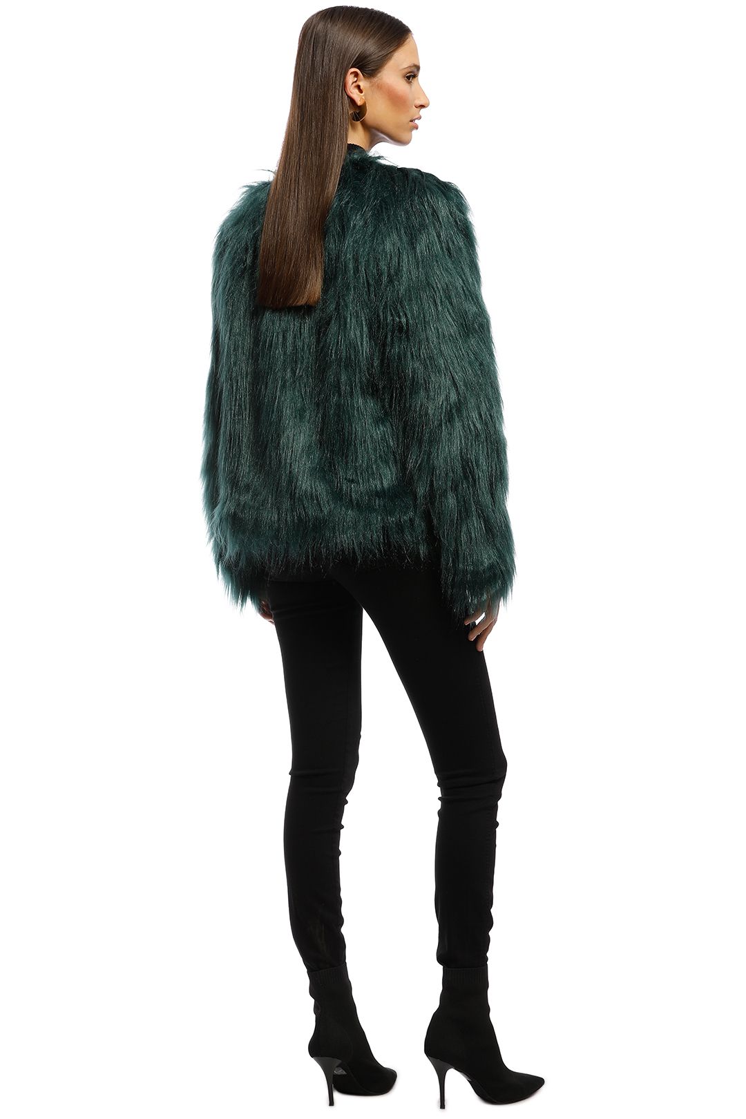 Everly - Marmont Faux Fur Jacket - Forest Green - Back