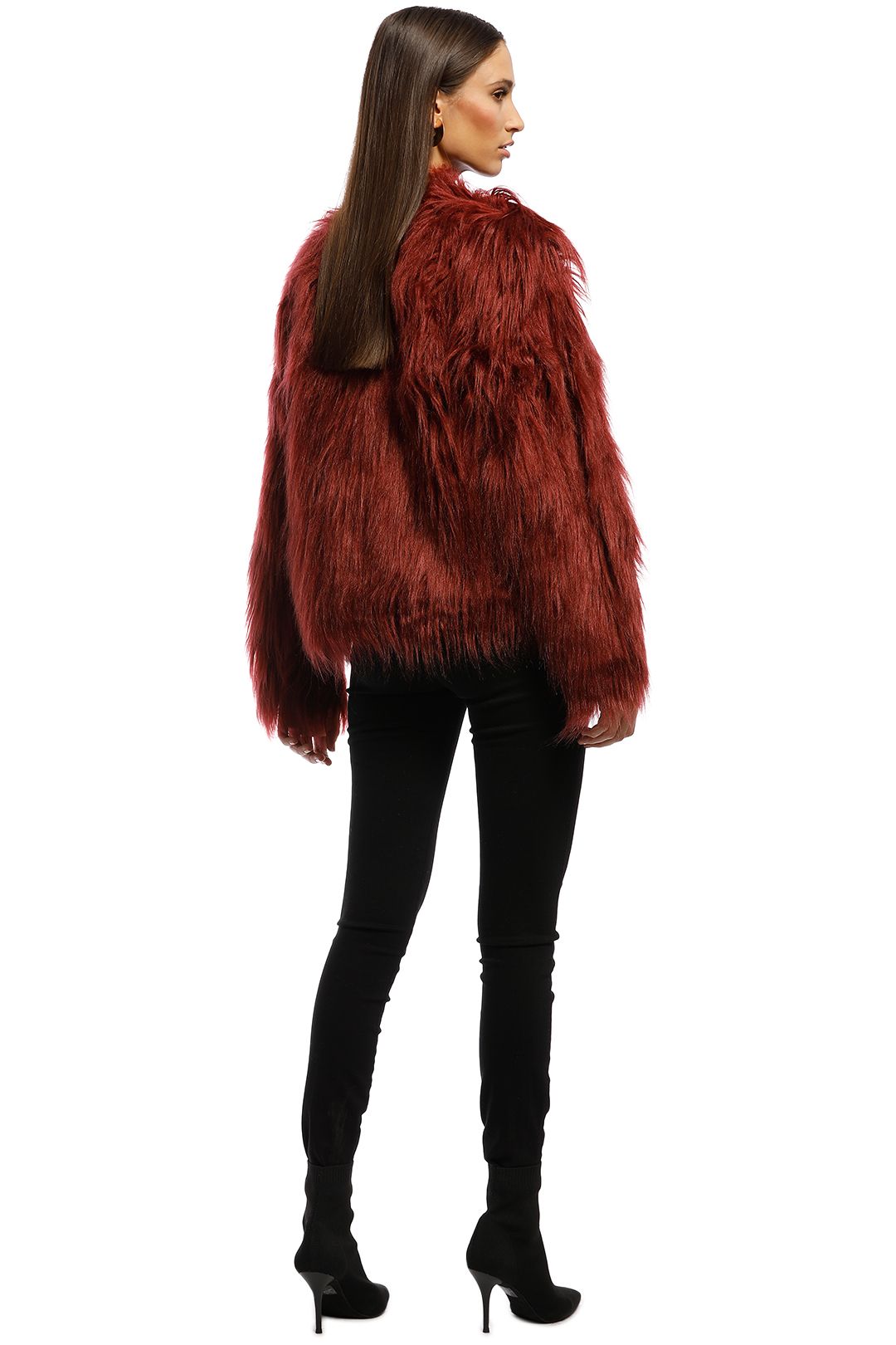 Everly - Marmont Faux Fur Jacket - Wine - Back