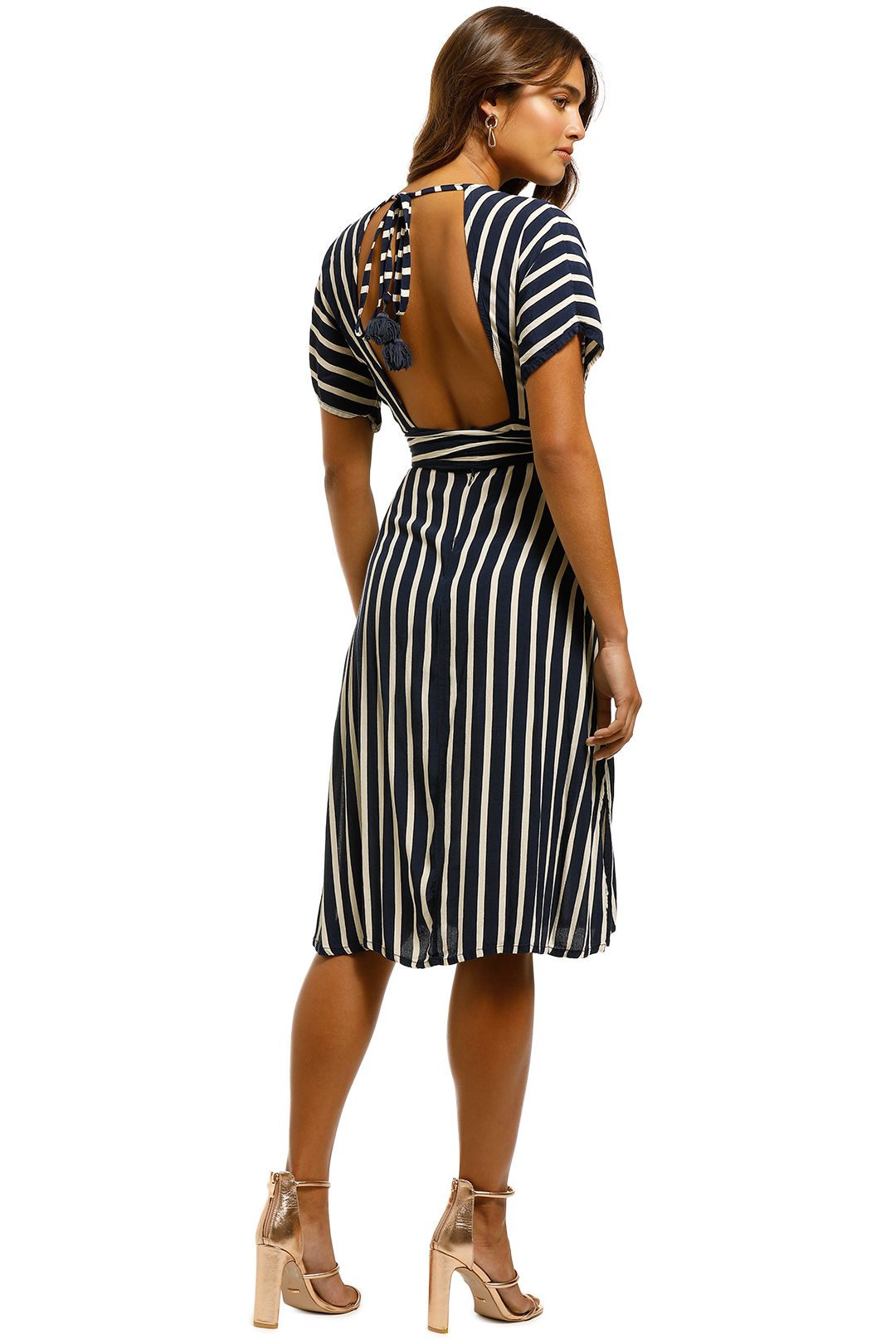 Milan Midi Dress Navy Mazur Stripe