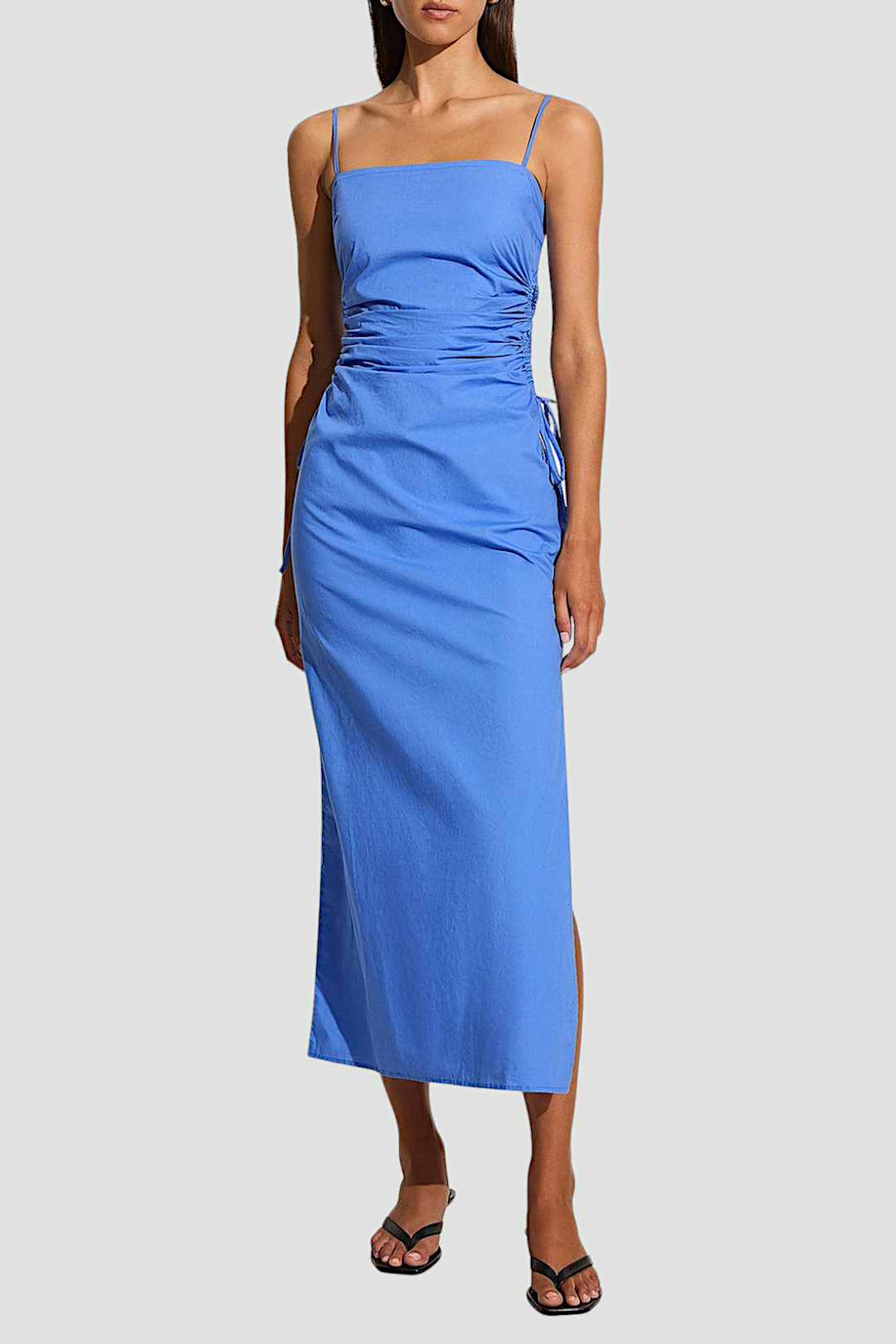 artisanal blue midi dress Kyra | Midi Dress | Ocean Blue - Boho Balloon Sleeve Gauze Cotton