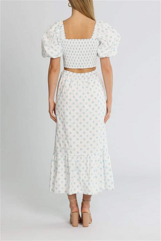 knee length dresses for ladies Aurelia Midi Dress Amaryllis Floral Blue main image 1