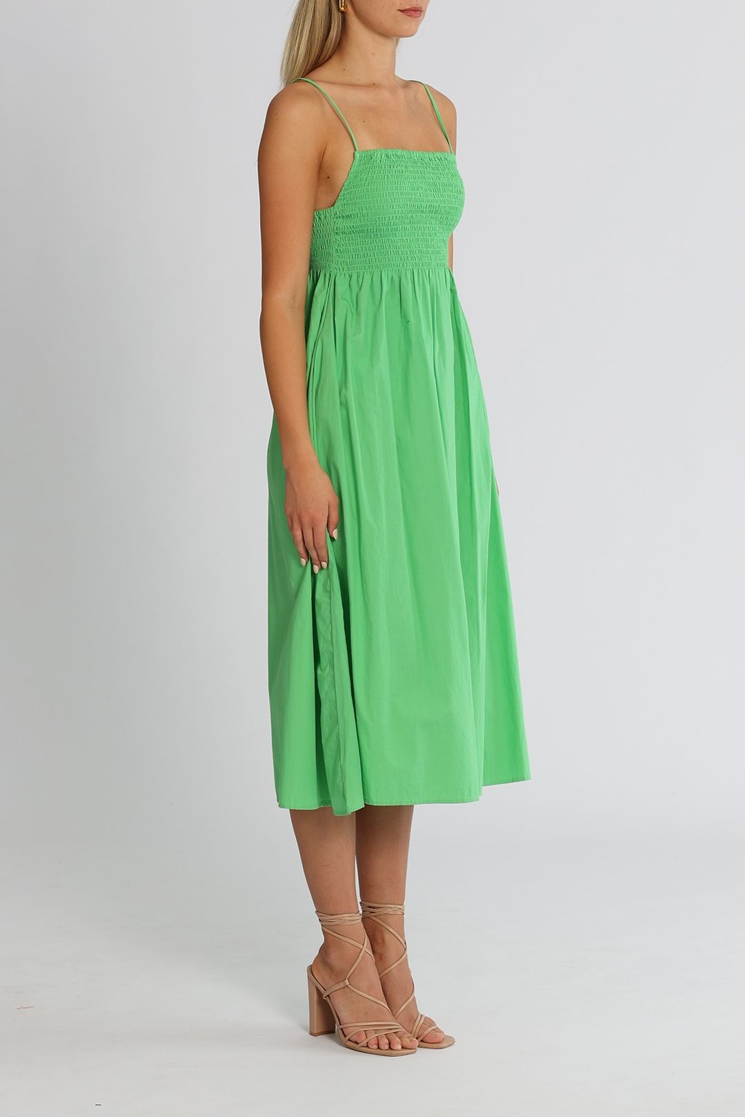 Faithfull Bryssa Midi Dress Green Sleeveless