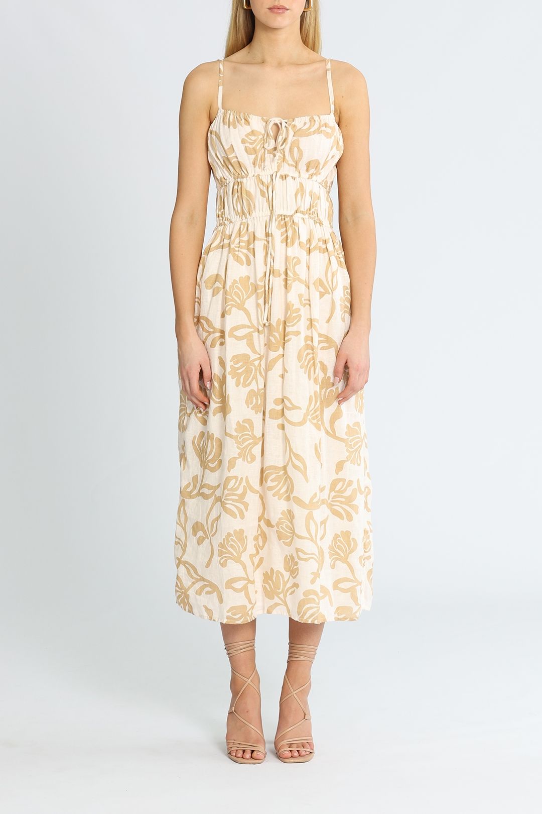 Hire Francesca Midi Dress in Nude | Faithfull | GlamCorner