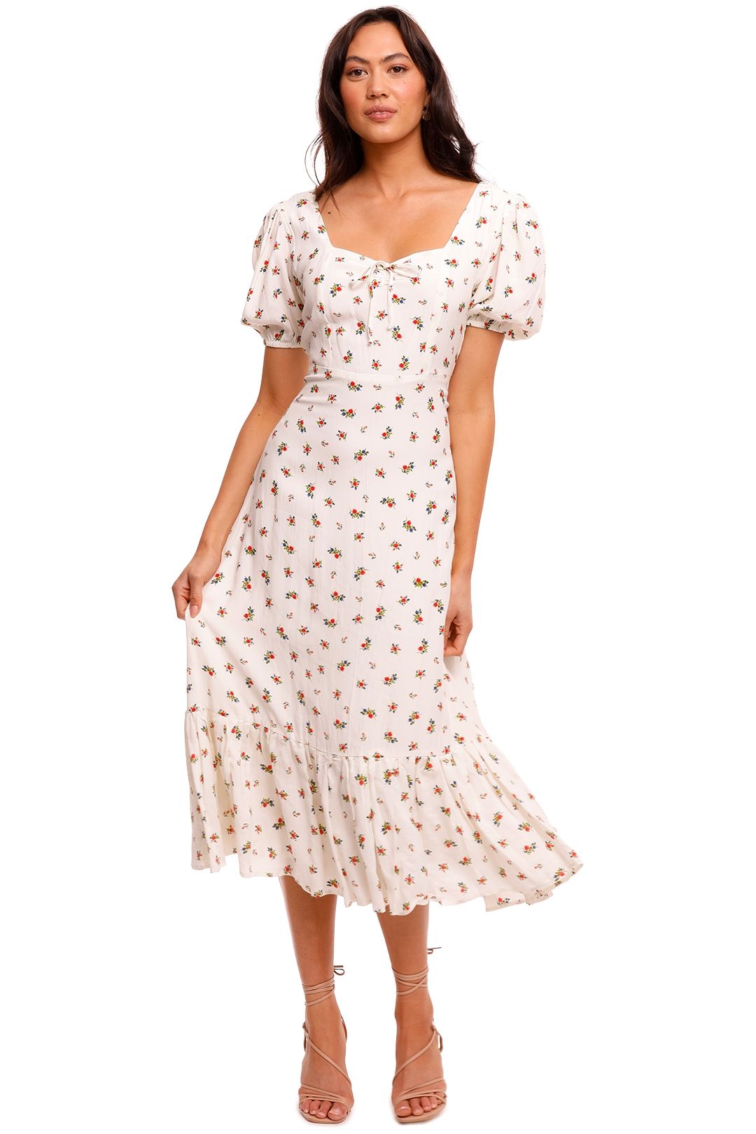 Faithfull Gabriela Red Floral Midi Dress print