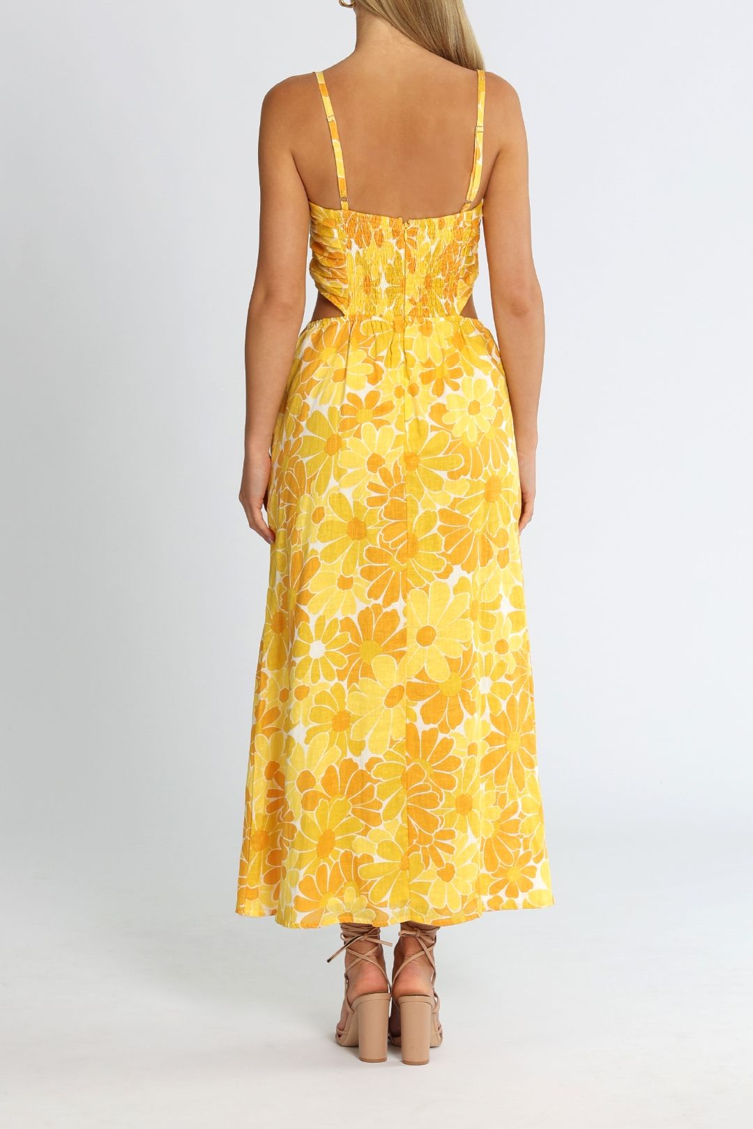Hire Jamaica Midi Dress in Yellow Floral | Faithfull | GlamCorner