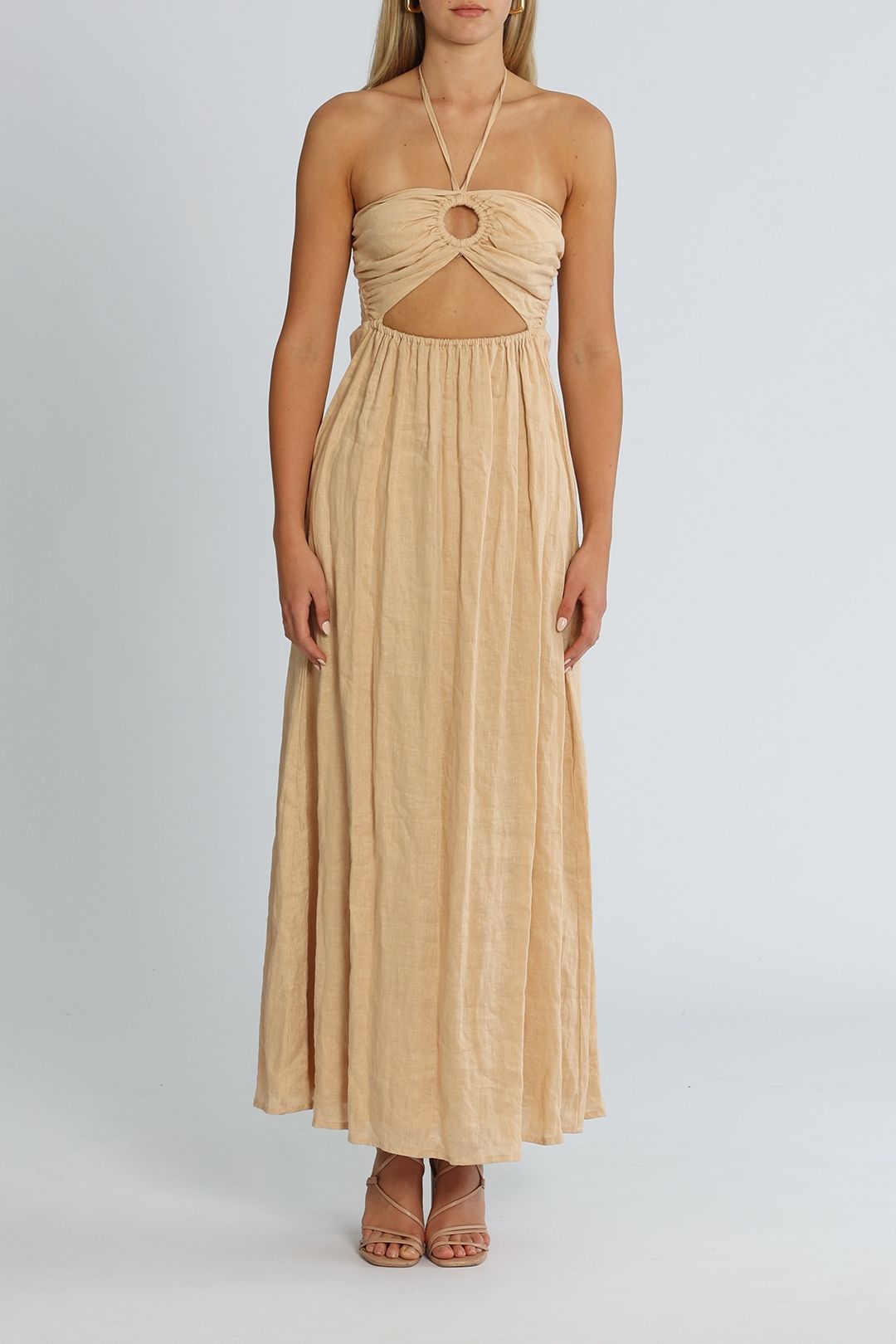Faithfull La Costa Maxi Dress Plain Warm Sand Halter