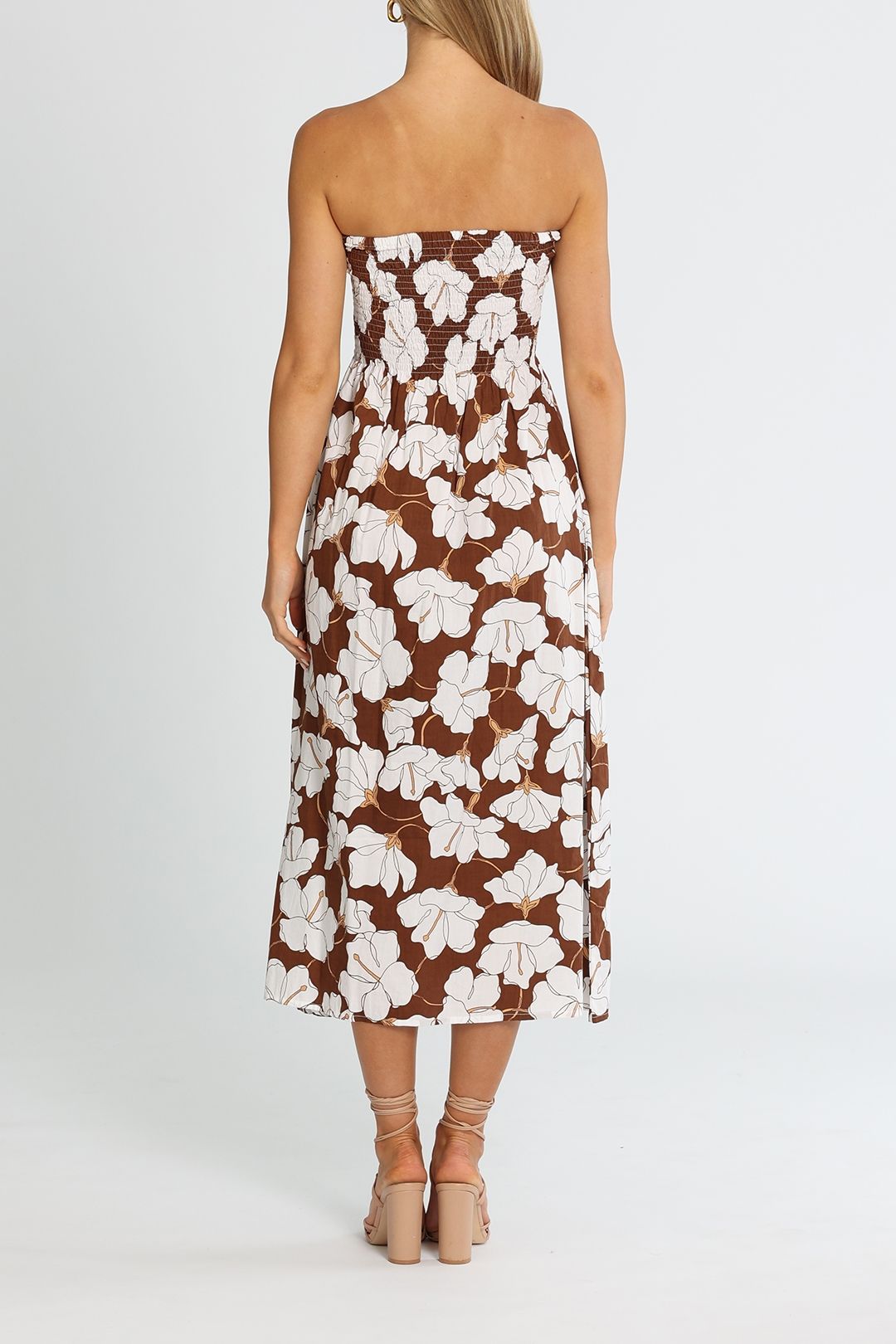 Faithfull Madella Midi Dress Bastia Floral Print Flared Skirt
