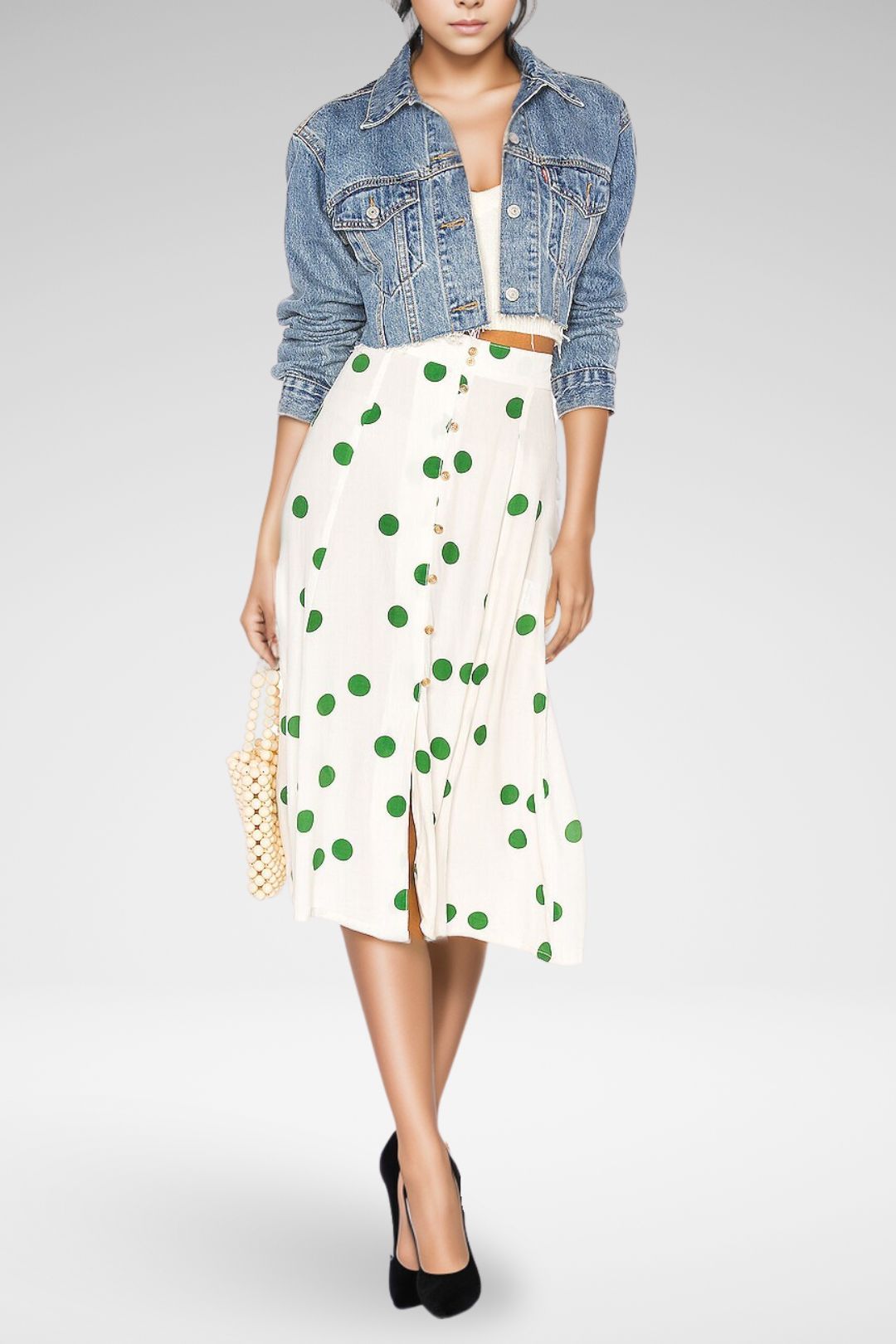 Faithfull Marin Skirt Lolita Dot In Green