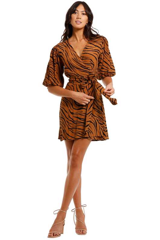 FAITHFULL THE BRAND MARISSA WRAP DRESS, Brown Women's Short Dress