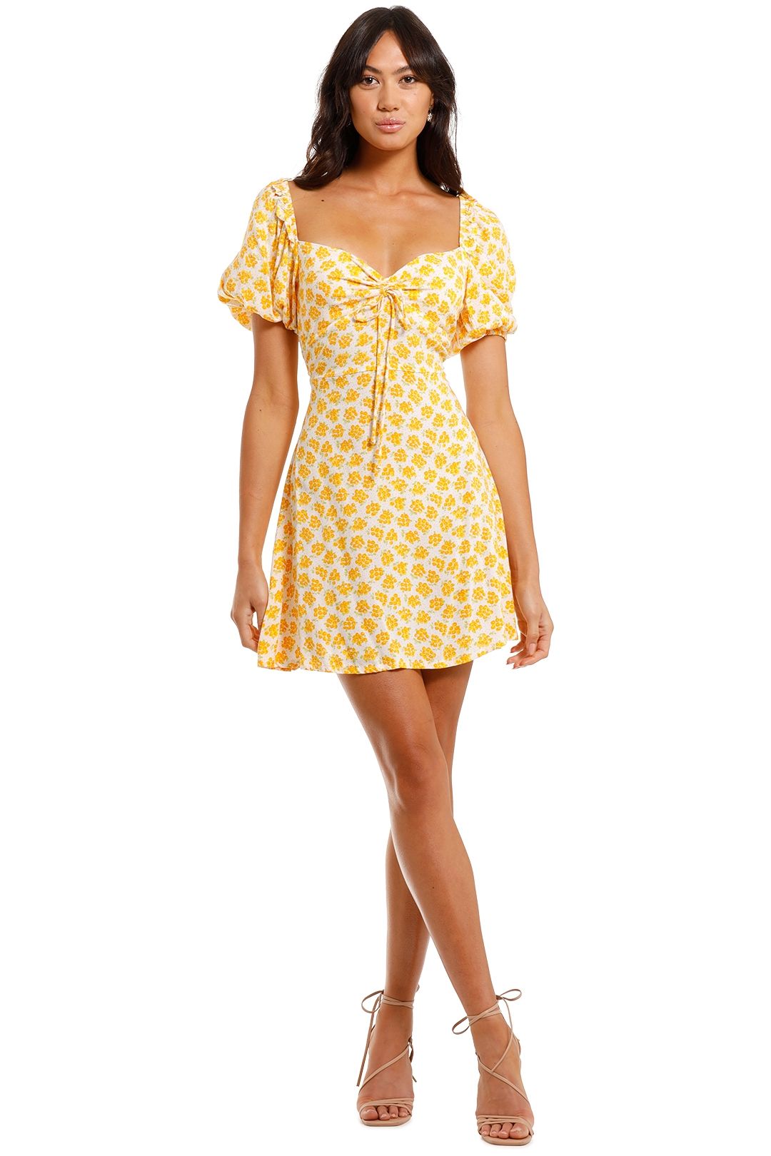 Dance on the blacktop yellow floral print mini dress new arrivals