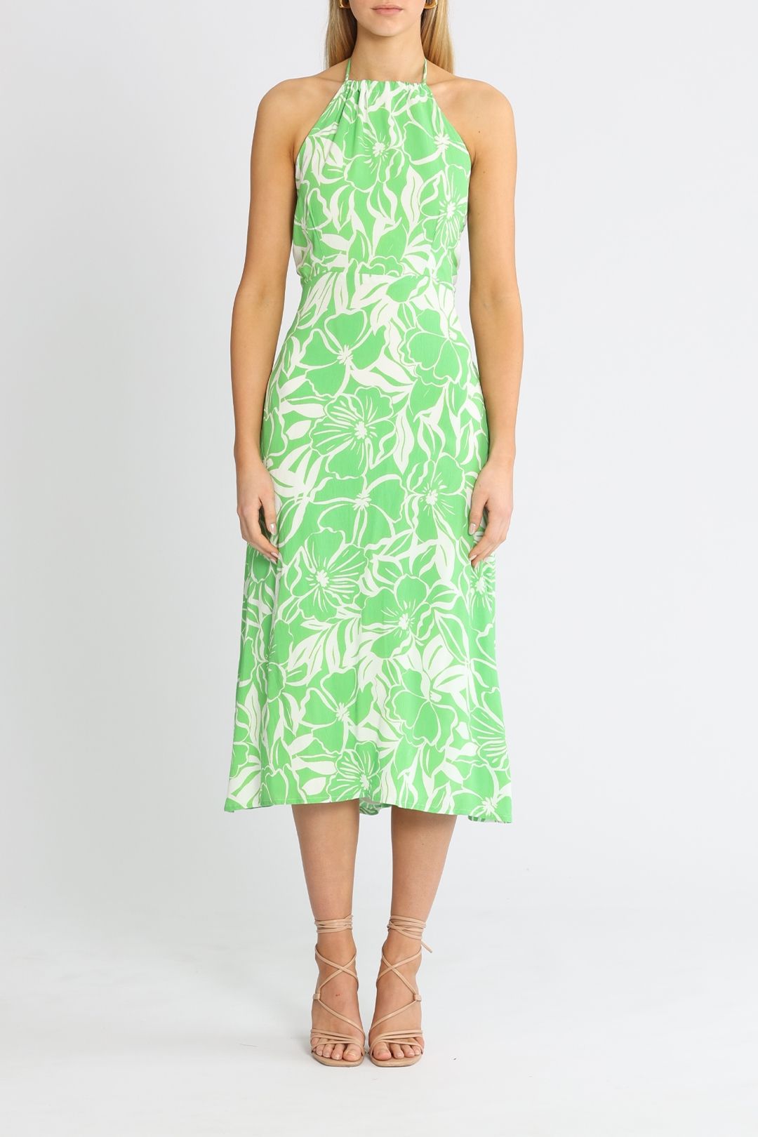 Hire Taormina Midi Dress Green Faithfull GlamCorner