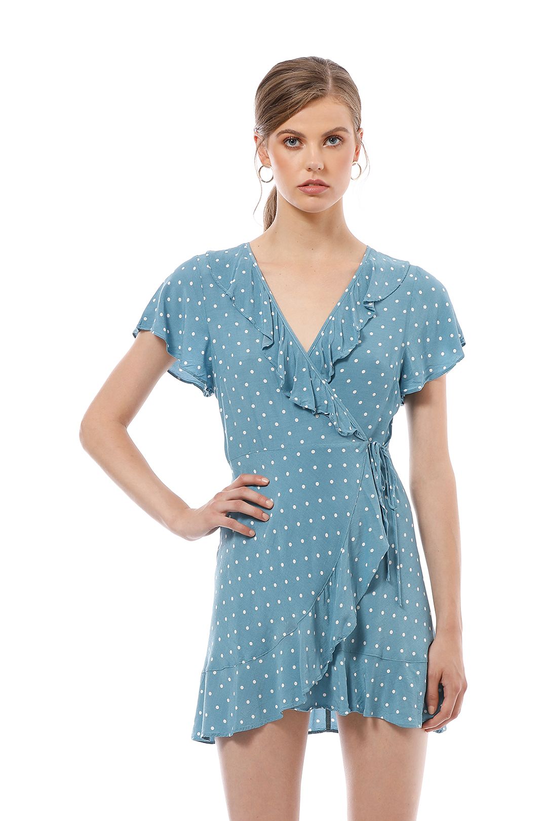 Polly Frill Neck Wrap Mini Dress by Auguste for Hire