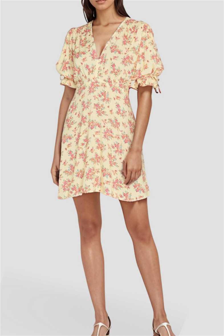 Tonia ls model Hire Fruity Mini Dress | Mink Pink | GlamCorner