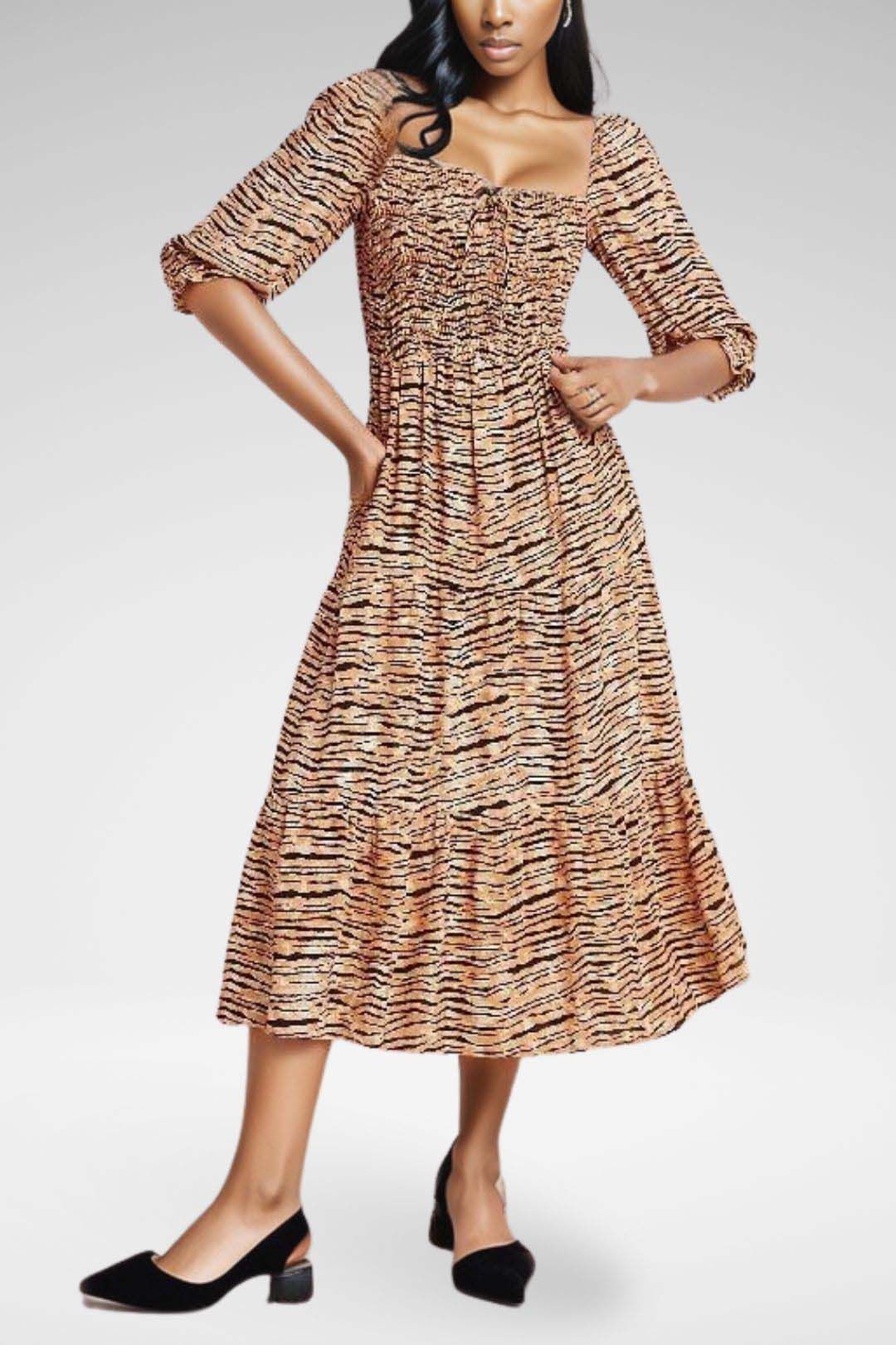 Faithfull Galet De Christin Smocked Animal Print