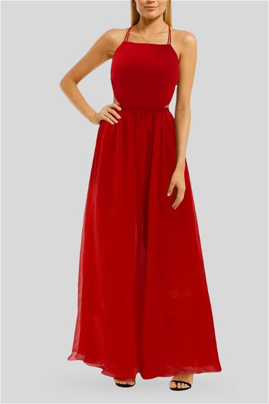 Mildred Dress in Red Maxi Dress by Fame & Partners to Buy | GlamCorner