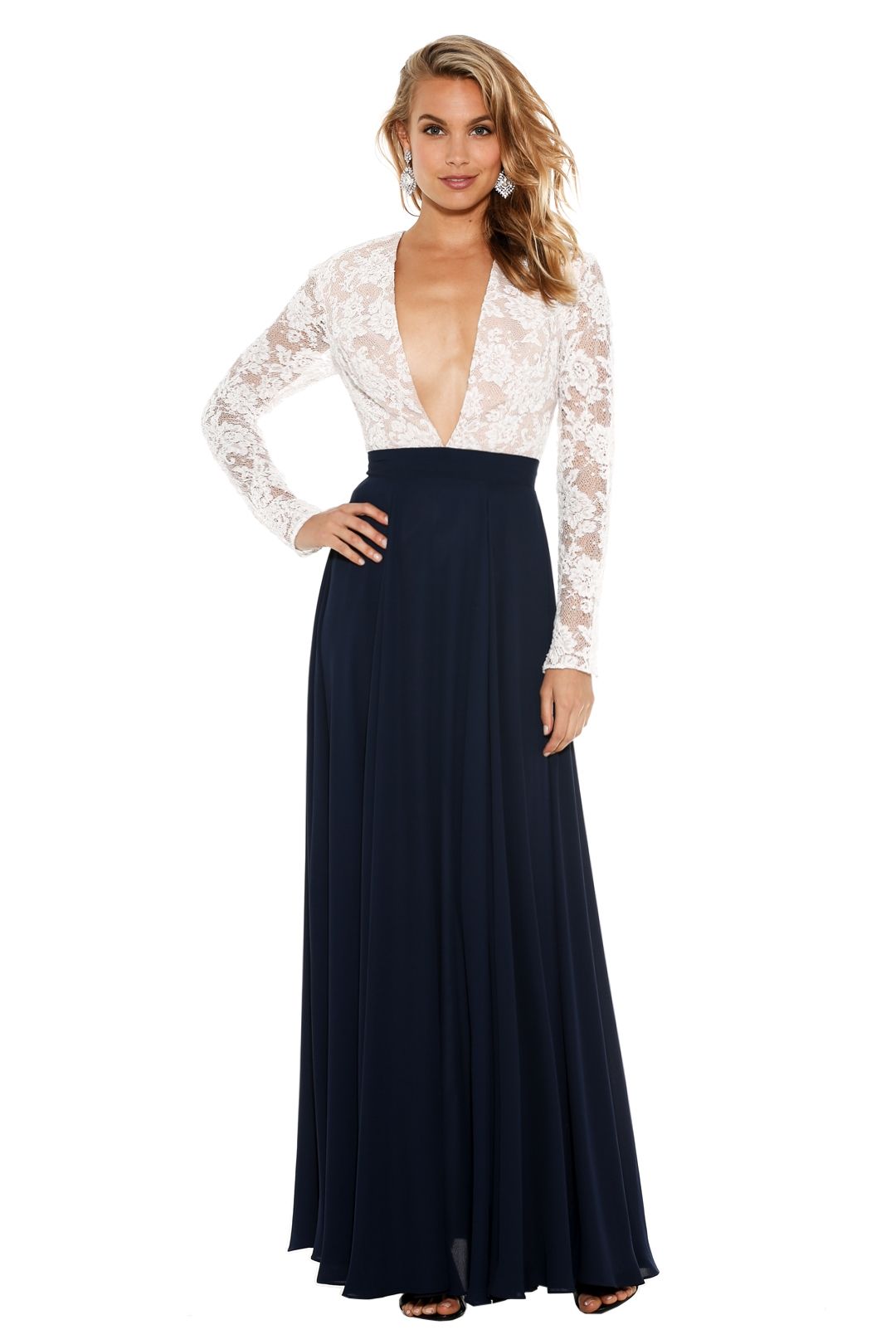 Fame & Partners - Sienna Dress - White Navy - Front