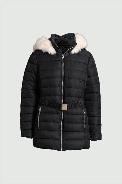 Buy Faux Fur Hood Zip Padded Coat in Black Dorothy Perkins