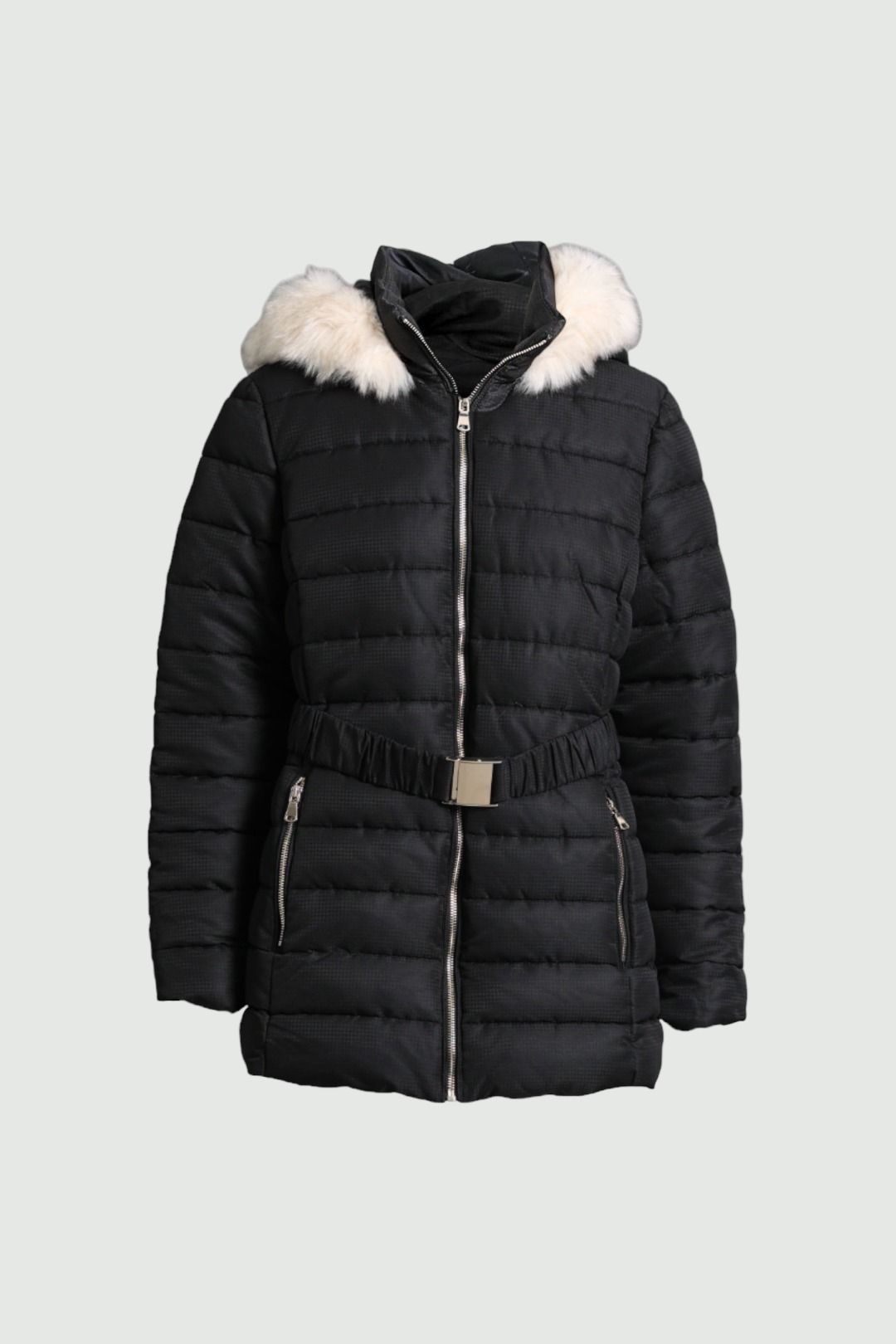Dorothy Perkins - Faux Fur Hood Zip Padded Coat in Black