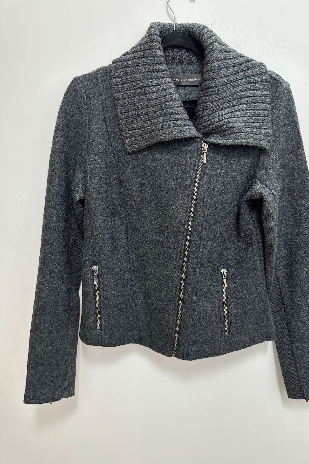 David Lawrence Felted Wool Biker Jacket in Grey