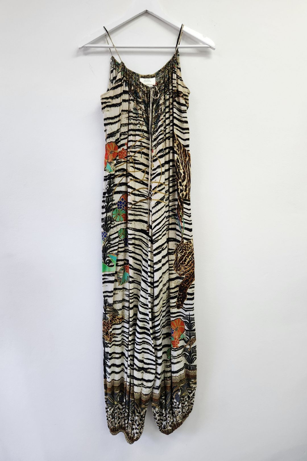 Camilla Floral and Animal Print Silk Balloon Jumpsuit