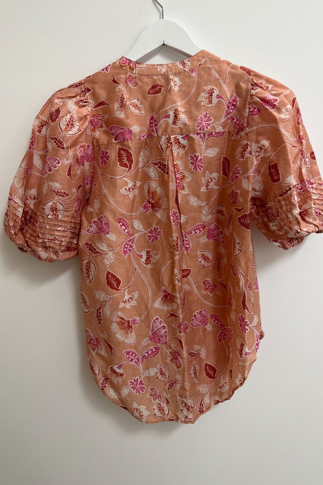 Floral Print Shirred Bodice Puff Sleeve Blouse