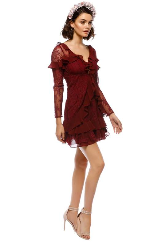 Dresses Aritzia Wilfred Daphne Dress Bordeaux Daphne Lace Mini Dress For  Rent Online