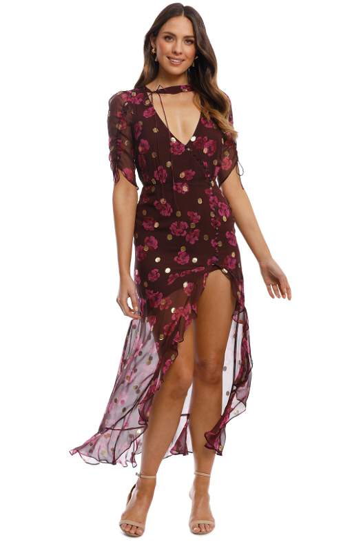 chinese dress ladies FOR LOVE & LEMONS Shirley Lace Maxi Dress In Red  Lusso Di Luna Boutique