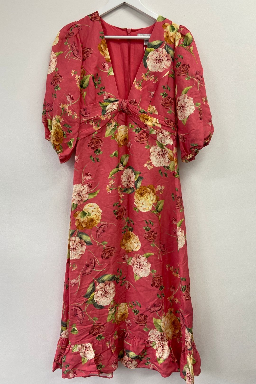 knee length dresses for ladies Tori Square Neck Linen Midi Dress Heirloom Tomato main image 1