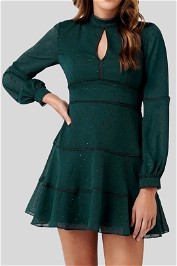 Forever New Green Annika Petite Blouson Sleeve Skater Dress