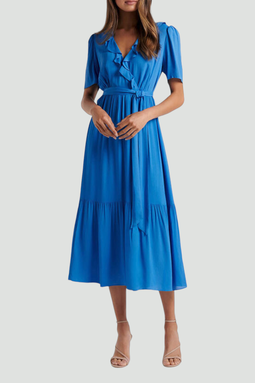Forever New Tobi Ruffle Midi Dress in Blue