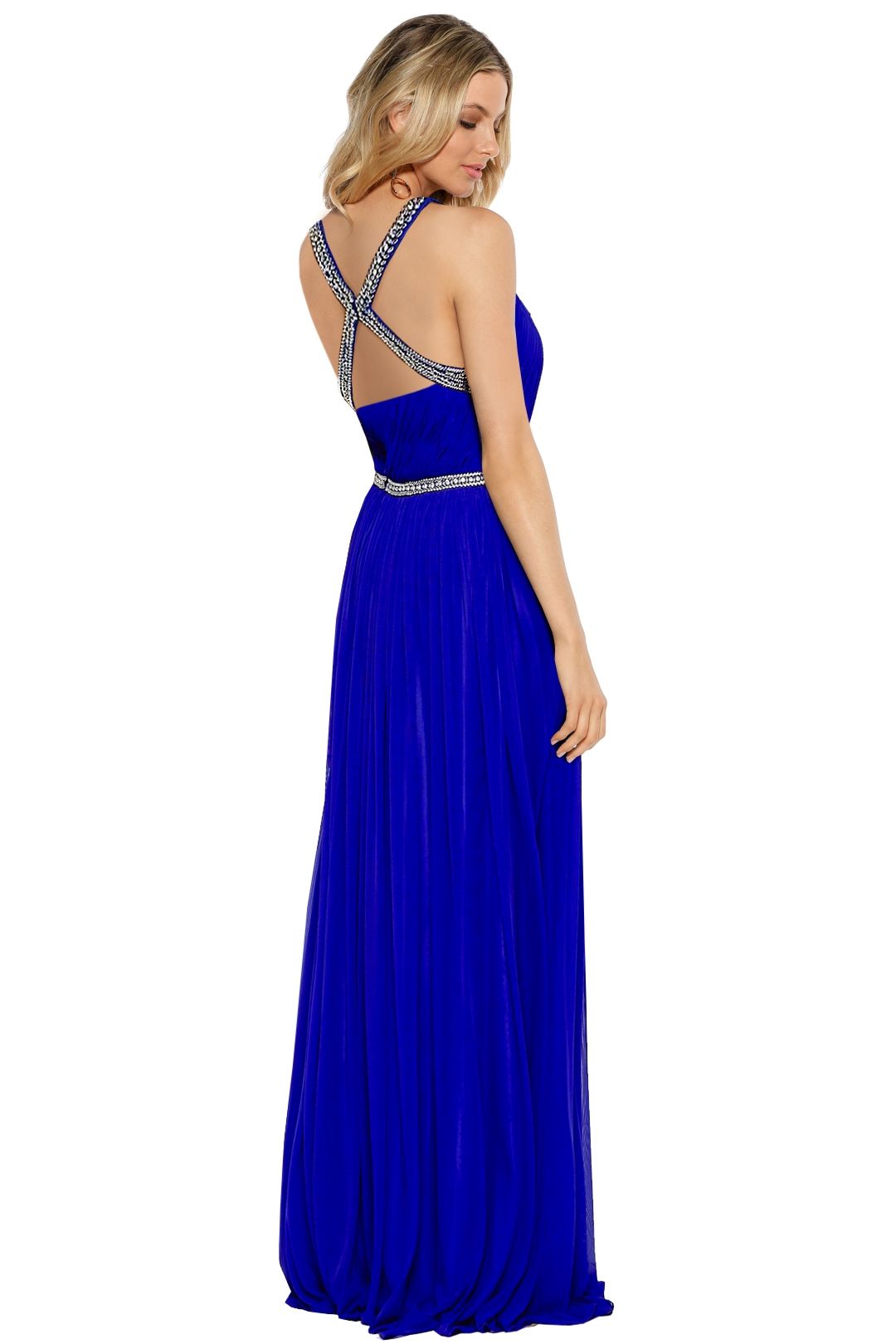 Forever Unique - Embellished Maxi Dress with Keyhole Detail - Sax Blue - Back
