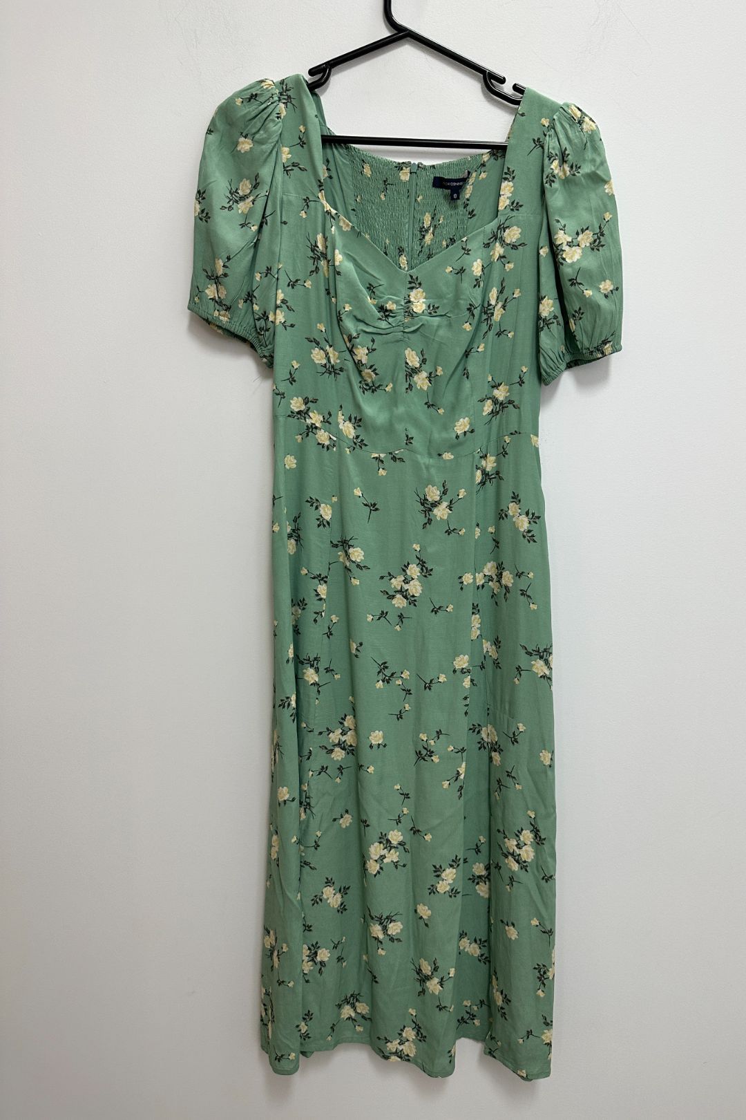 Buy Floral Sweetheart Summer Midi Dress in Green French