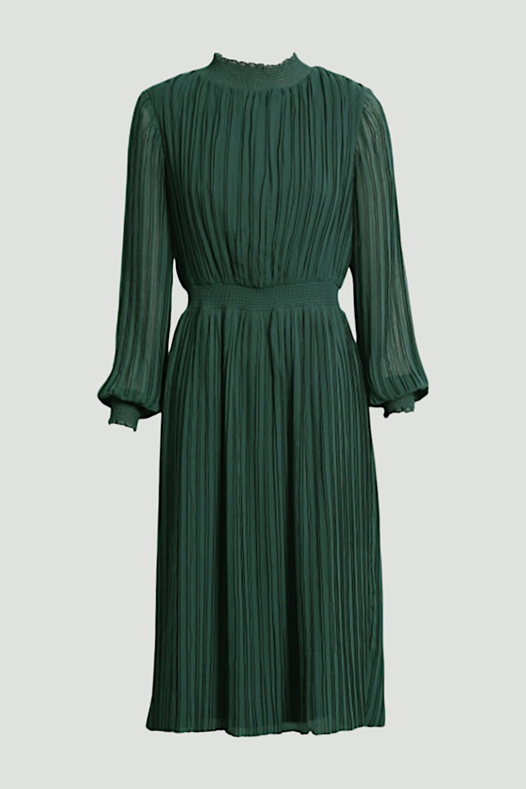 French Connection Long Sleeve Midi Dress in Forest Green
