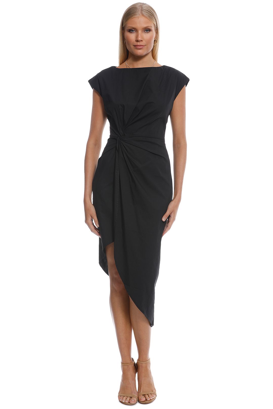 Friend of Audrey - Bailey Twist Midi Dress - Black - Front