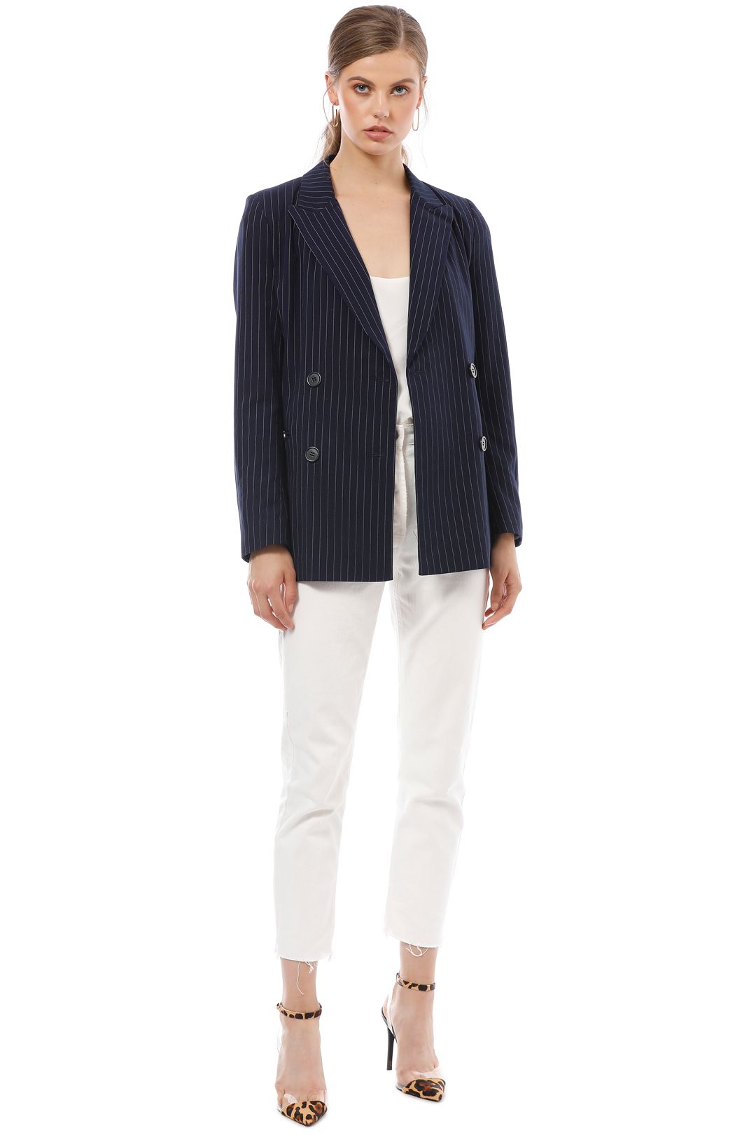Friend of Audrey - Cecile Navy Striped Blazer - Navy - Front