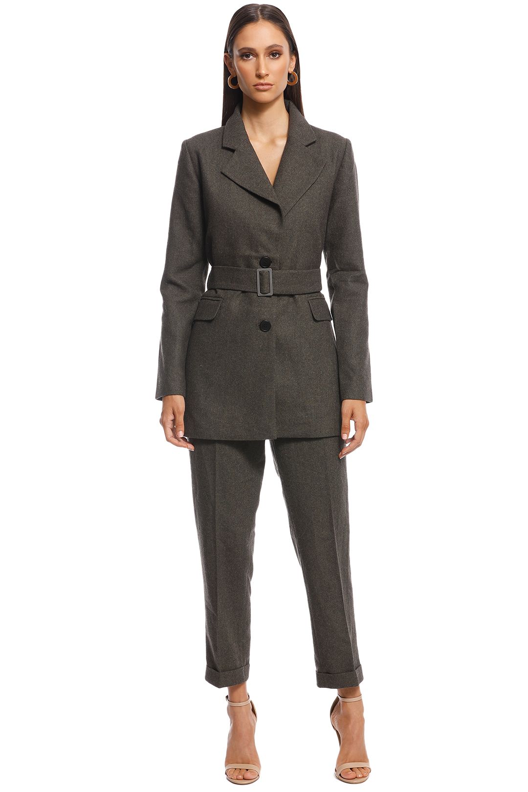 Friend of Audrey - Ellen Wool Blazer - Khaki - Front
