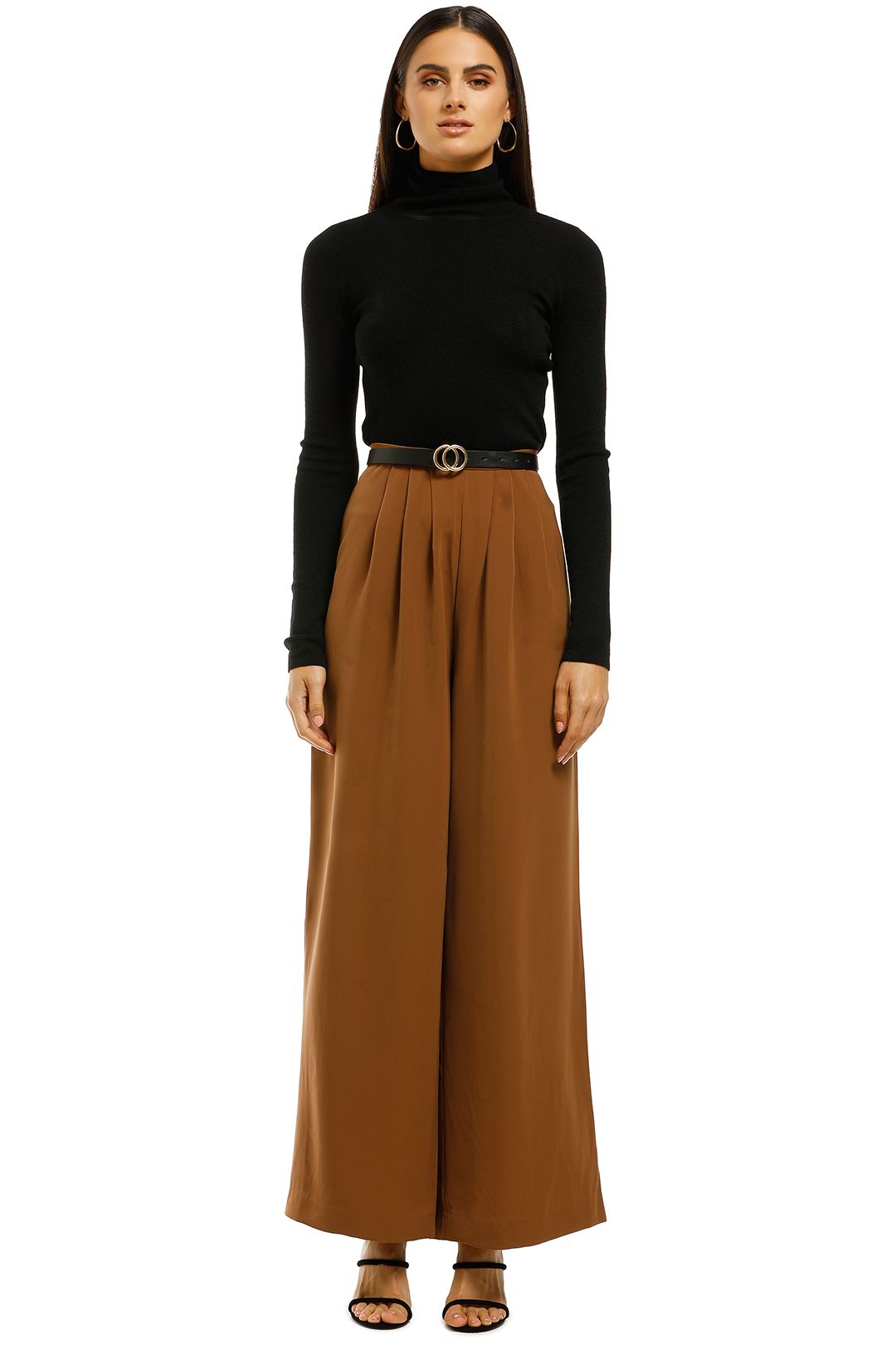 Friend of Audrey - Pleated Wide Pant - Tan - Front
