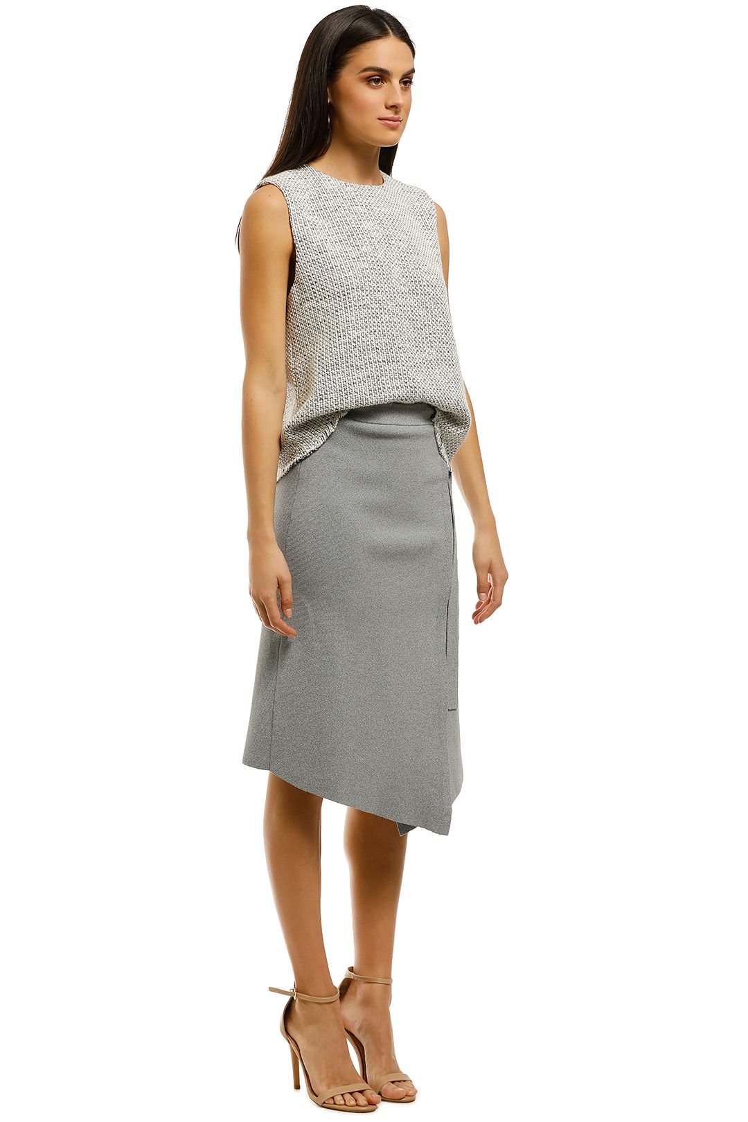 FWRD-The-Label-Alena-Crepe-Knit-Skirt-Grey-Side