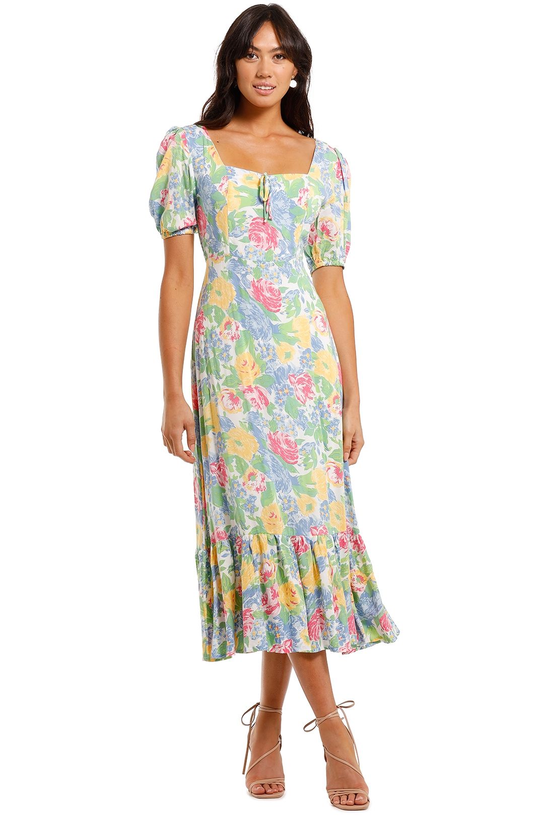 Hire Gabriela Midi Dress in Traina Floral | Faithfull | GlamCorner