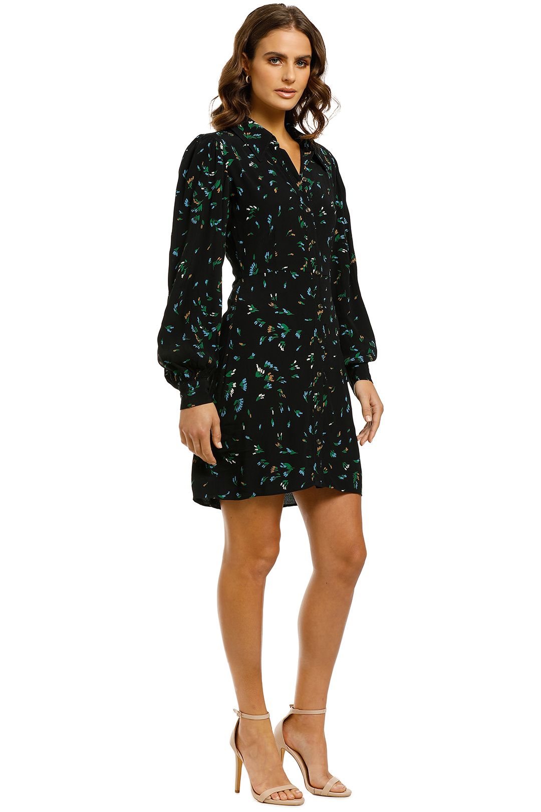 Bluebell Printed Shirt Dress by Ganni for Rent | GlamCorner