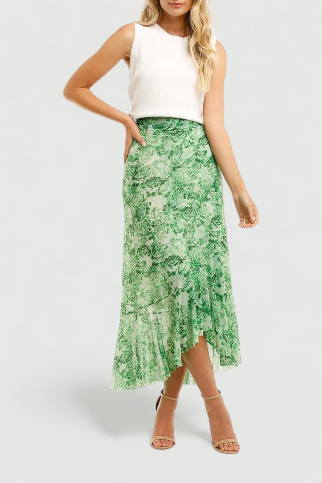 Long Skirt in Island Green by Ganni for Hire GlamCorner