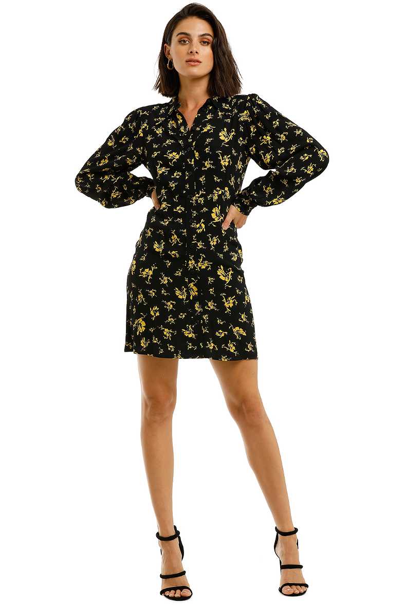 ganni printed crepe shirt dress Ganni Printed Crepe Shirt Dress