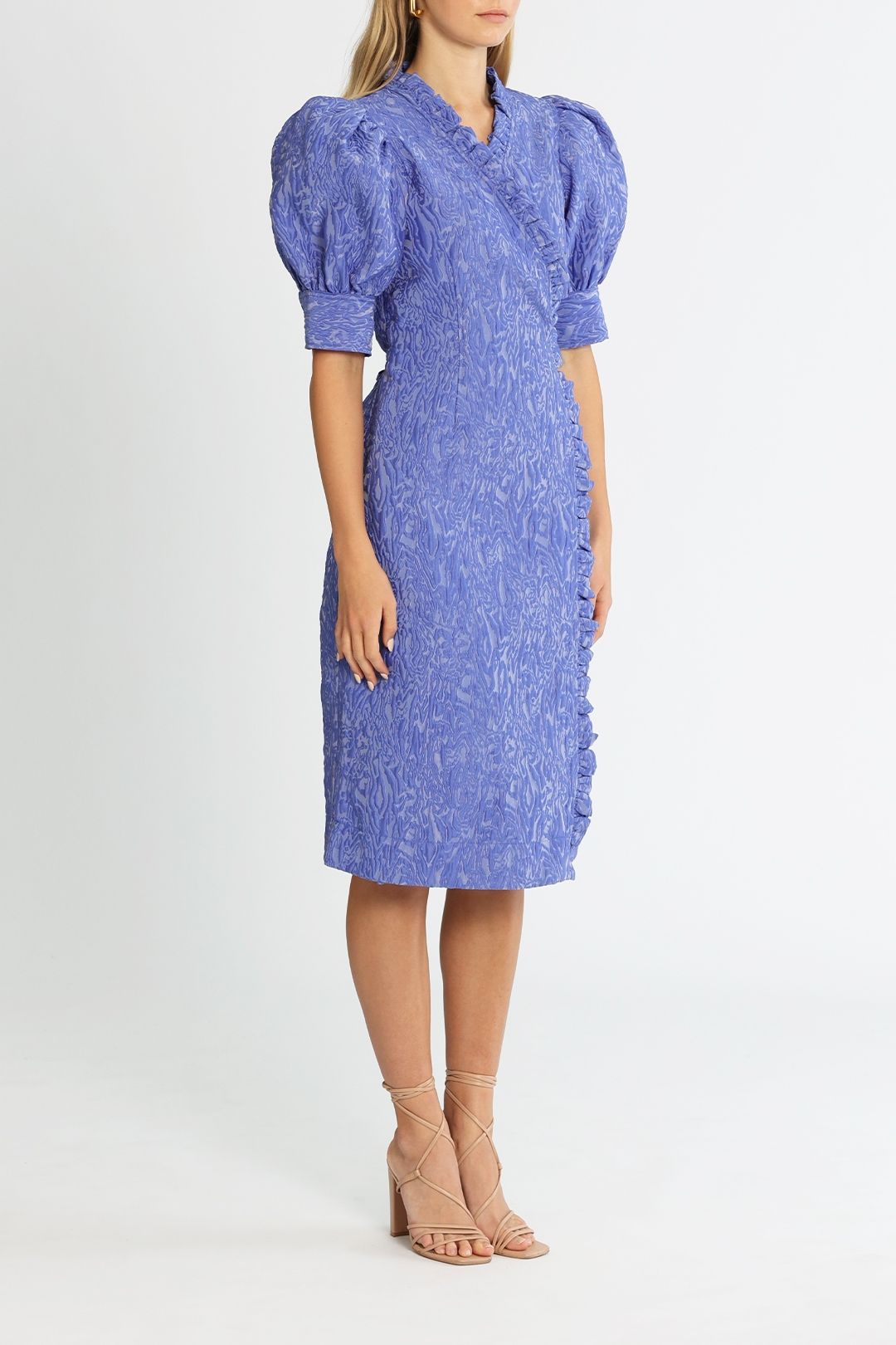 knee length dresses for ladies 3D Jacquard Open Back Midi Dress